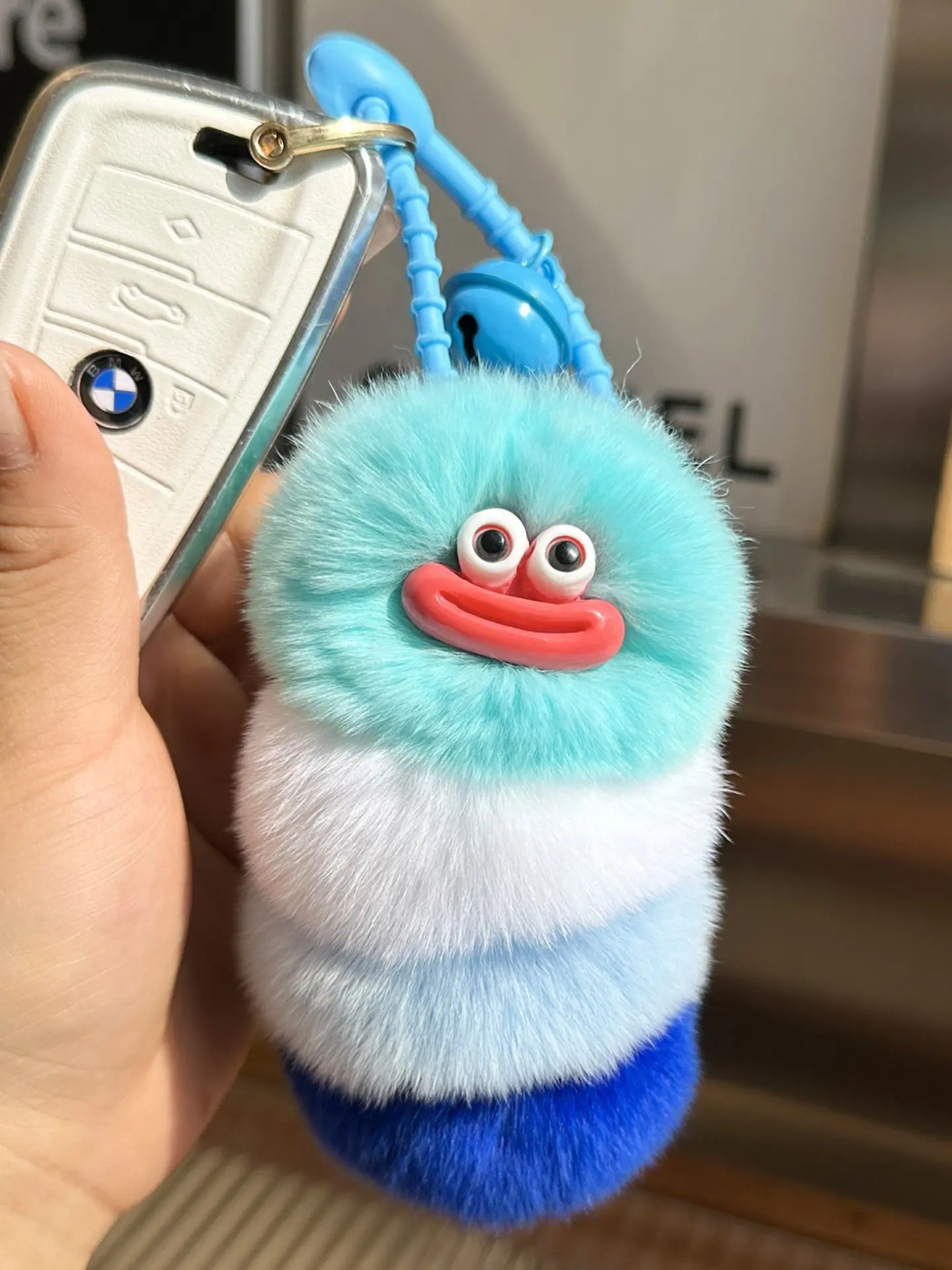 Cute Ugly Caterpillar Car Keychain, Bag Charm, Key Ring, Stuffed Animal Keychain, Doll, Creative Gift, Trendy Toy, Adorable Accessory, Unique Decoration