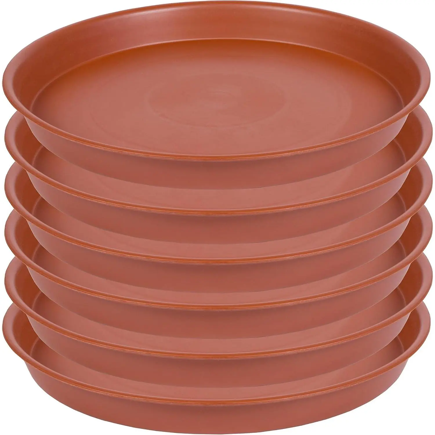 6 Pack of 4 inch  , Heavy Duty Plastic  Water Tray 4 inch Round, Pebble Tray,  Saucers for Indoors,  Dishes  for Planter 3"/4" (4 inch, Terracotta)