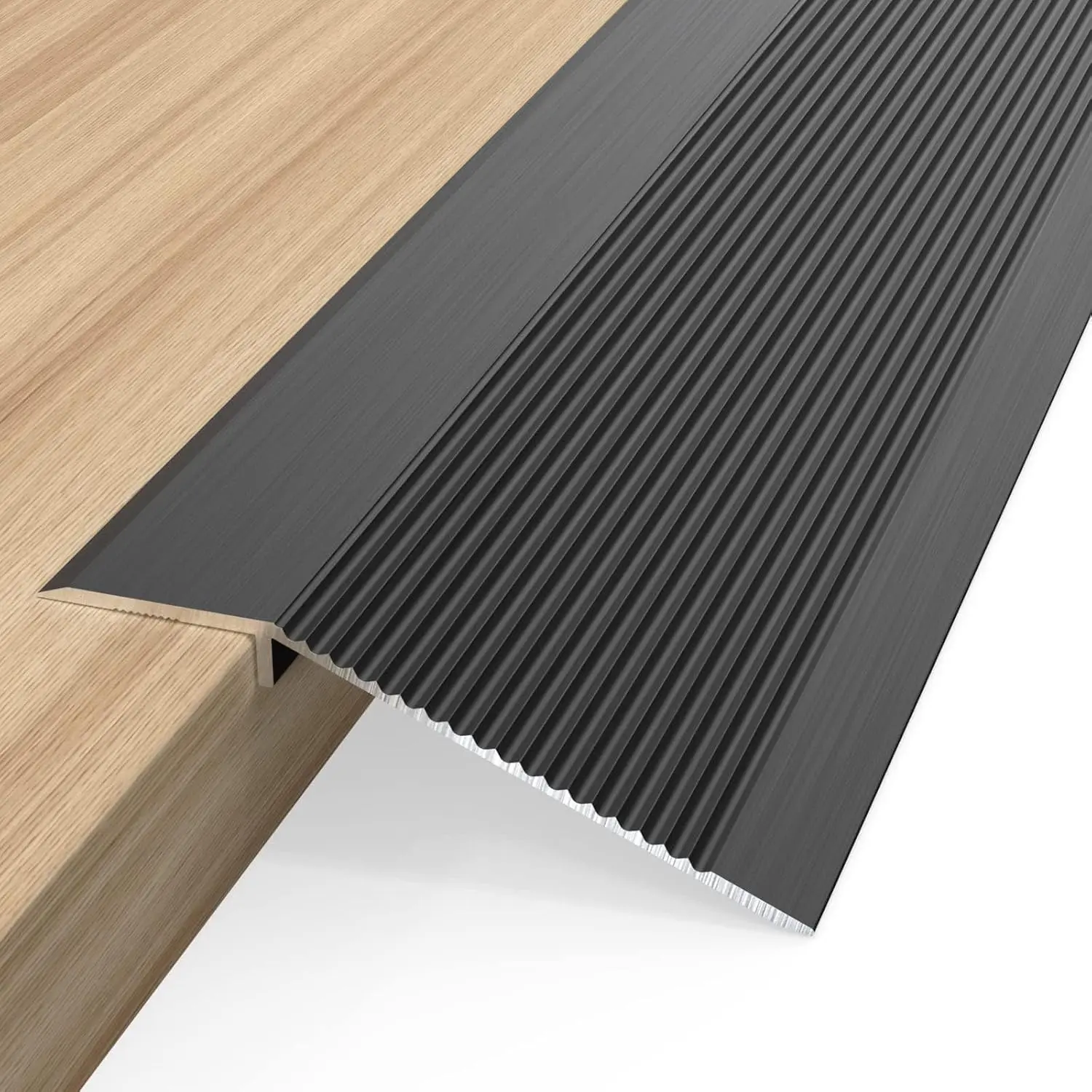 Aluminum Floor Transition Strip, Aluminum Doorway Threshold Strip Carpet Transition Strip Threshold Ramp for Doorways, Black 36''x4''