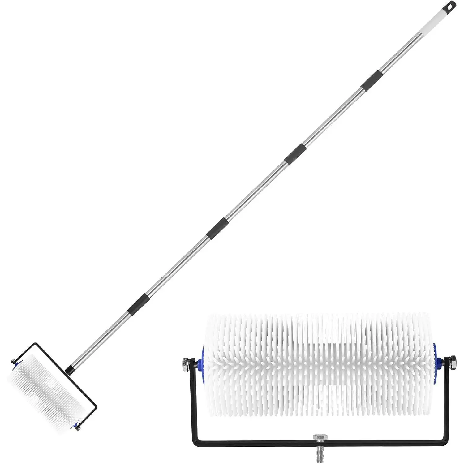 Spiked Roller for Self Leveling, with 34–77 Inch Adjustable Extension Pole |   Adjustable 34–77"Extension Pole 9" Self-Leveling Spiked Roller, Lightweight Durable Screed Tool for Concrete & Paint Surfaces