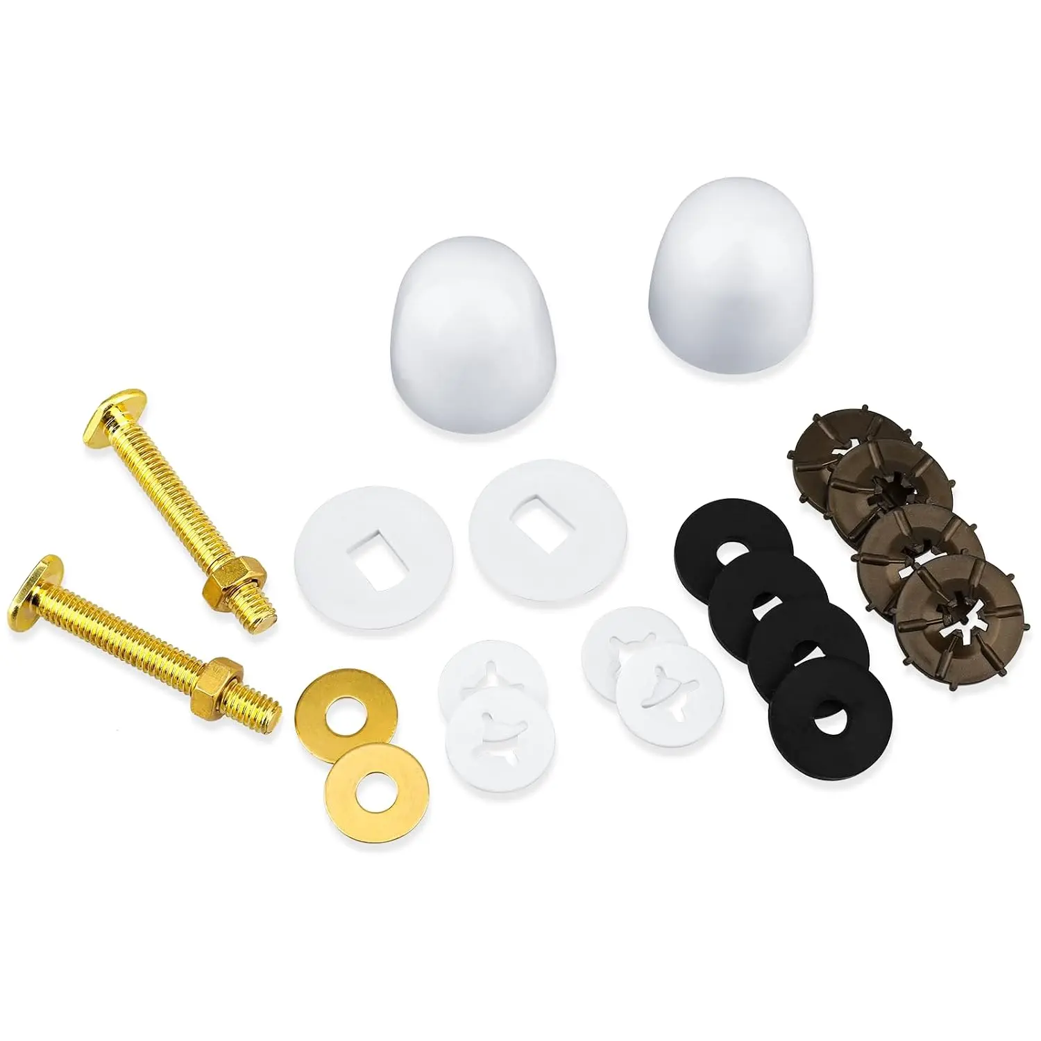 Toilet Flange Floor Screw Kit (2 Pack) – 1/4"x2.25" Rust Proof Brass Plated Steel Closet Screws with White Standard Cap for Bathroom Floor Repair
