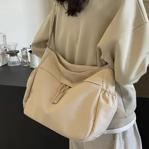 Women's 2026 Chic Solid Neutral Color Nylon Hobo Crossbody Bag - Soft Durable Lightweight Fabric, Trendy Minimalist Design, Roomy Secure Zipper, Perfect for Daily Routines Commutes Errands Coffee Runs, Boho Outfits Travel Must-Have