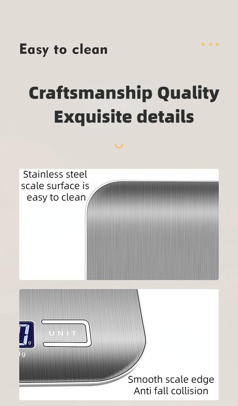 5kg/1g Multifunction Electric Digital Kitchen Food Scale LCD Display, High Precise Waterproff Measuring Scale Stainless Steel