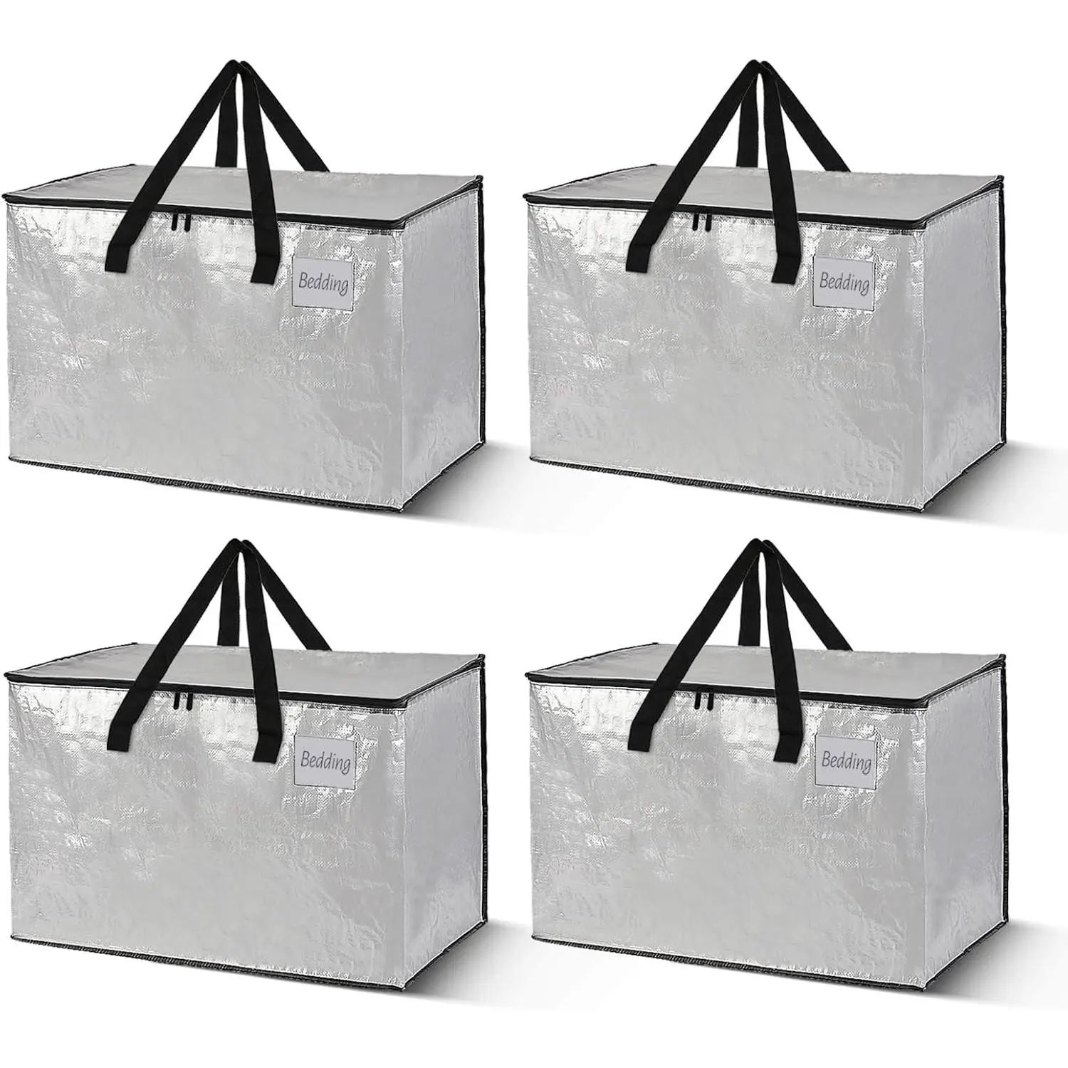 4 Pack  Moving Bags, Heavy Duty Storage Bags | Storage  with  Zippers & Carrying Handles for Space Saving, Fold Flat, Alternative to Moving Box and bins