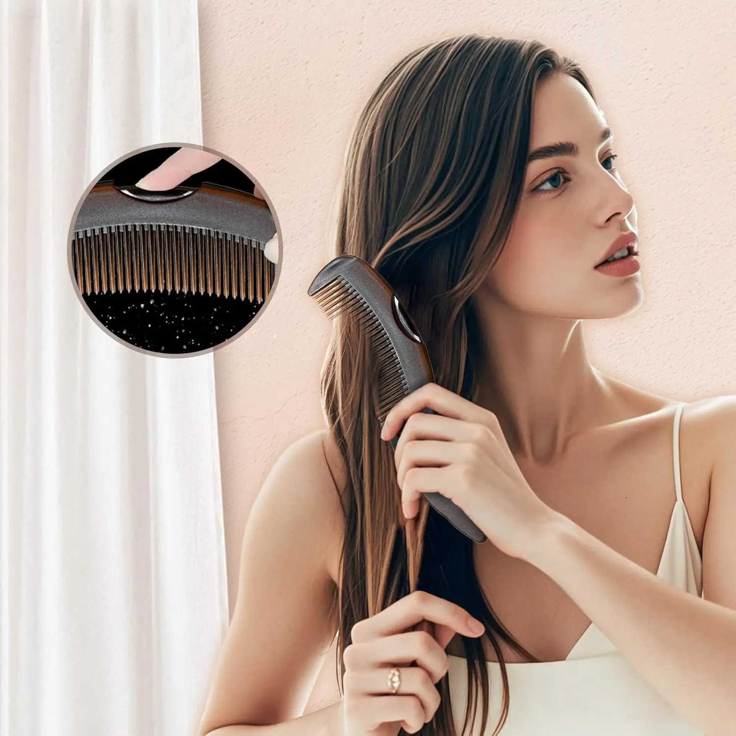 Anti-Dandruff Comb with Self-Cleaning Teeth and Massage Handle, Scalp Detox Brush for Women Men Kids, Removes Oil and Flakes, Dandruff Remover Comb