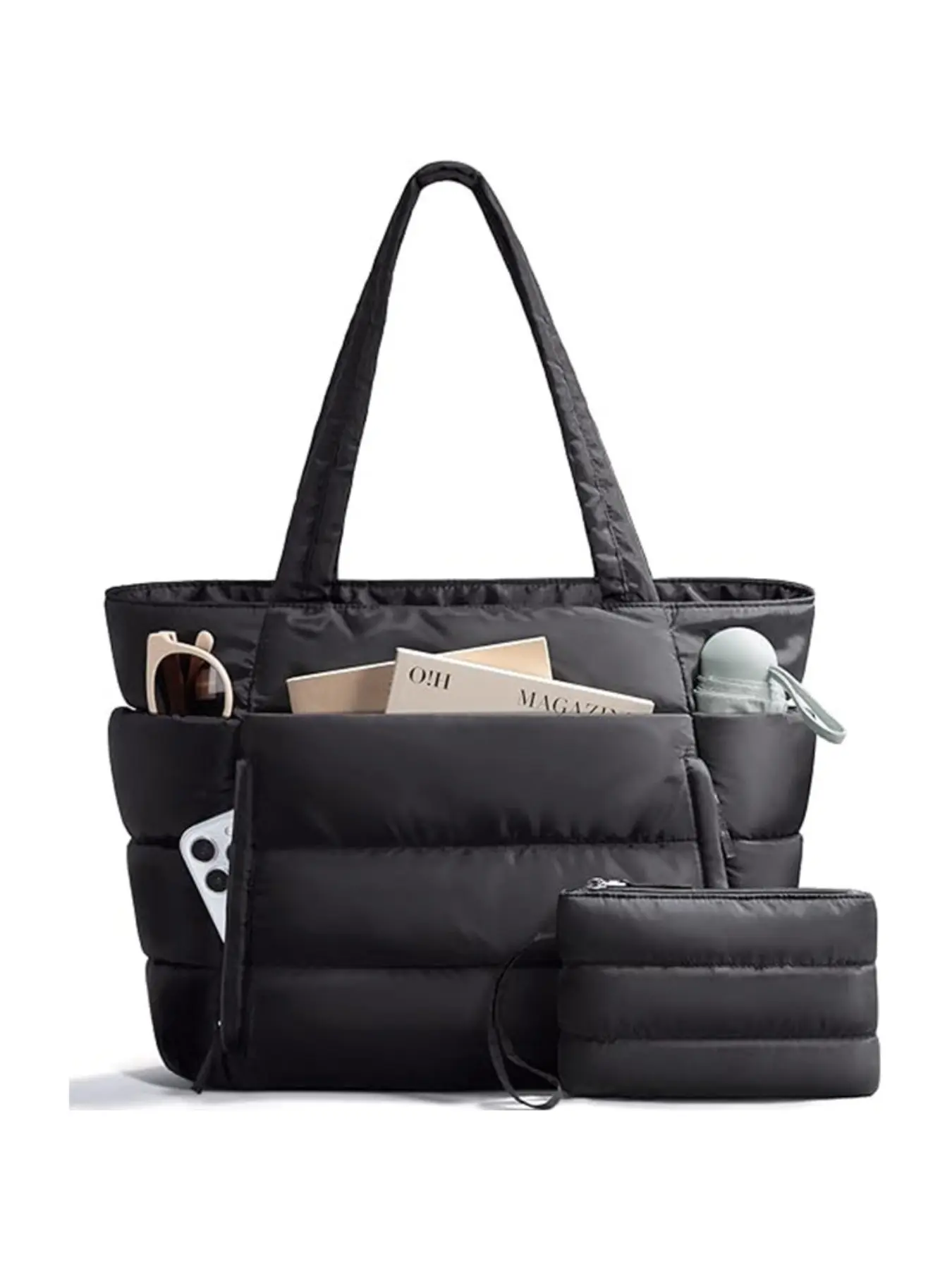 Tote Series Casual Trendy Fall Winter Quilted Women's Handbag, Multi-Compartment Large Capacity Weekend Travel Bag, Casual Shoulder Bag, University Bag