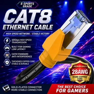 Cat 8 Ethernet Cable 15FT, Heavy Duty 28AWG High Speed 40Gbps 2000MHz, Gold Plated RJ45 Shielded, Weatherproof Indoor & Outdoor LAN Cable for Gaming PC PS5 Xbox Modem Router