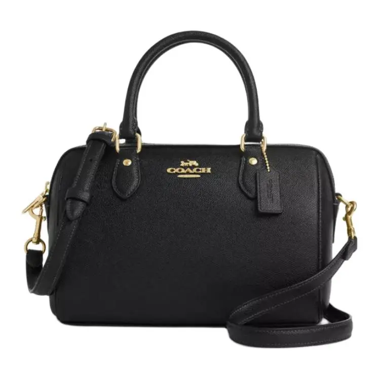 Coach Rowan 25 Crosshatch Leather Sling Bag for Women, Logo-Zip Closure, Medium, Black