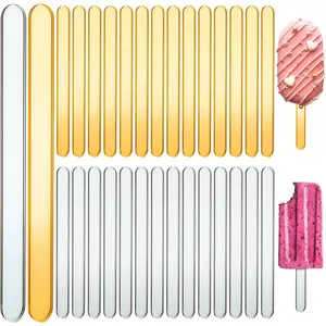 [Summer Essentials]Sakolla 50 Pcs Acrylic Popsicle Sticks, 4.5″ Length Standard Cakesicle Sticks for Ice Cream, Ice Pop, Cake Pop, DIY Craftsgift