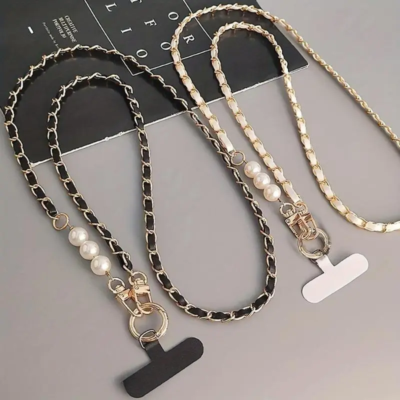 Women's 2026 Elegant Pearl Chain Phone Lanyard - Portable Phone Holder Necklaces, Universal Adjustable Long Strap, Pearl Pickup Outdoor Smartphone Accessory