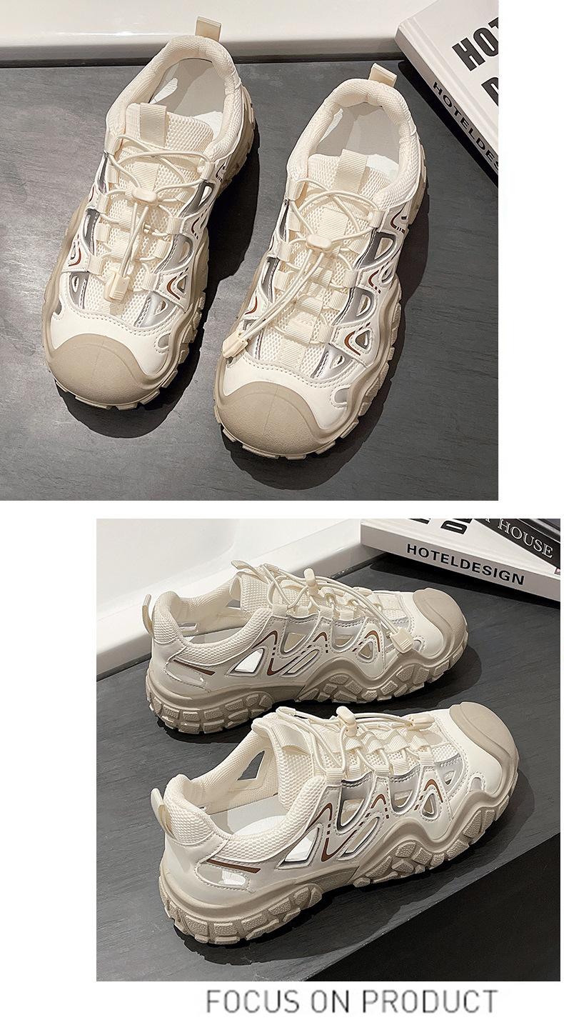 Ugly-Cute Women's Shoes 2026 Spring/Summer New Outdoor Hiking and Mountaineering Shoes Hollow Dad Shoes Thick-Soled Casual Sneakers1123