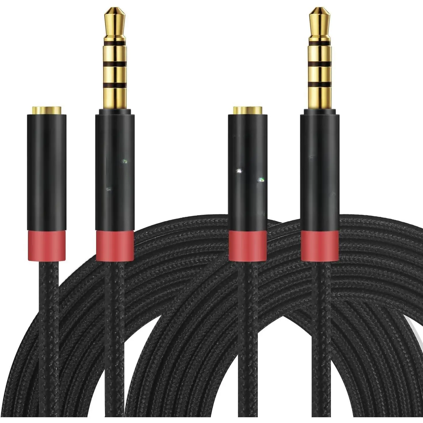 3.5mm TRRS Headphone Extension , 1/8" inch Female 4-Pole to Male Extension Cord, Mini-Jack Aux Stereo Audio Connector 3.3Ft/1M (2 Pack)