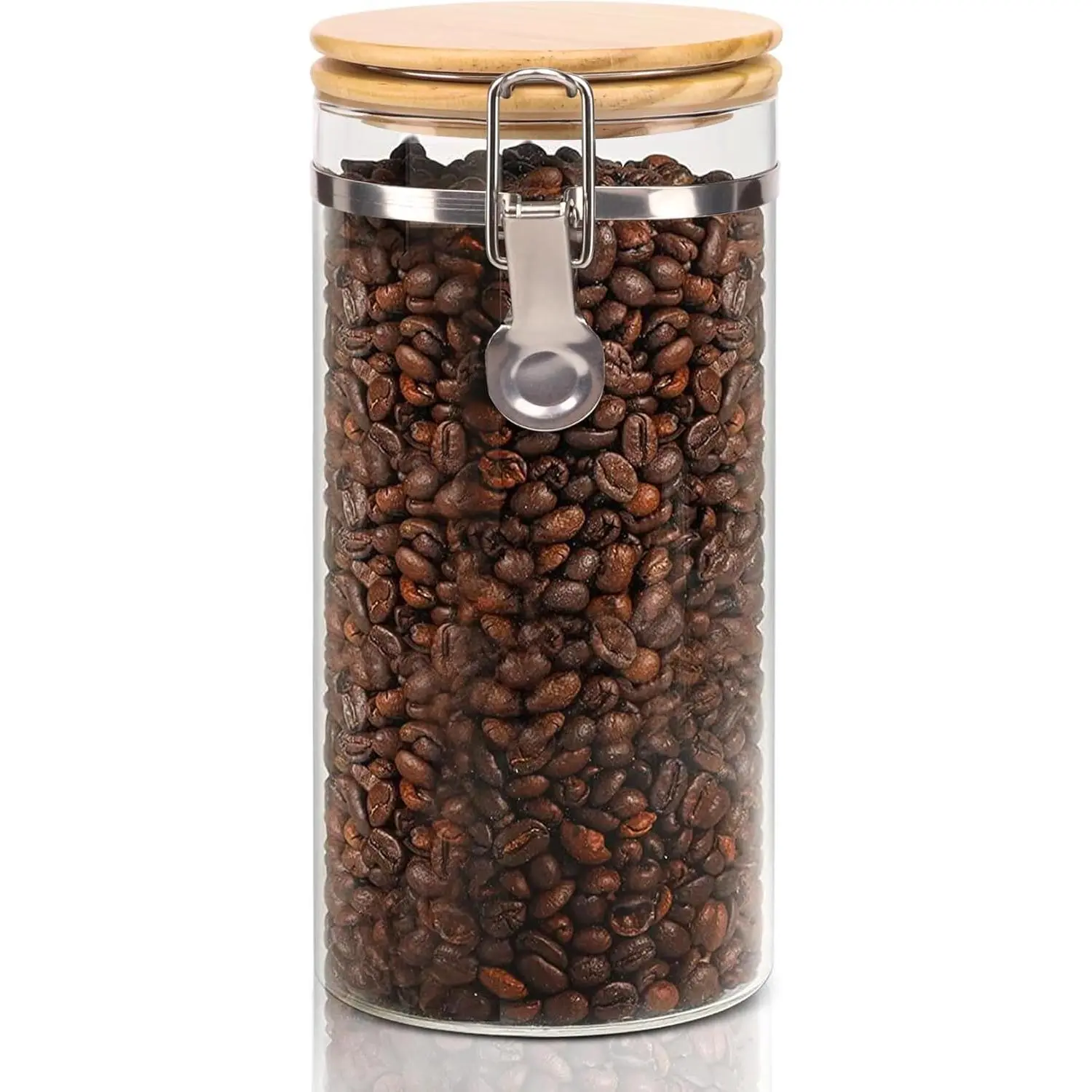 Glass Coffee Canister Coffee Containers for Ground Coffee Coffee Bean Storage Airtight Seal with Locking Clamp, Coffee Bar Accessories  for Kitchen Storage