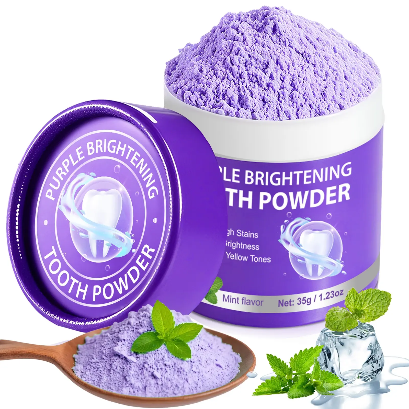 Sefudun Tooth Powder 35g, Oral Brightening, Whitening, Daily Teeth Cleaning, Basic Oral Care, Morning and Evening Brushing, Toothpaste, Tooth Powder, Toothbrush