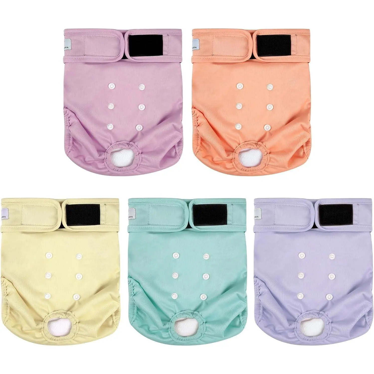 5 Pack Washable Reusable Female Dog Diapers Highly Absorbent Adjustable Leakproof Puppy Diaper Skirt for Heat Incontinence Period Doggy Nappies