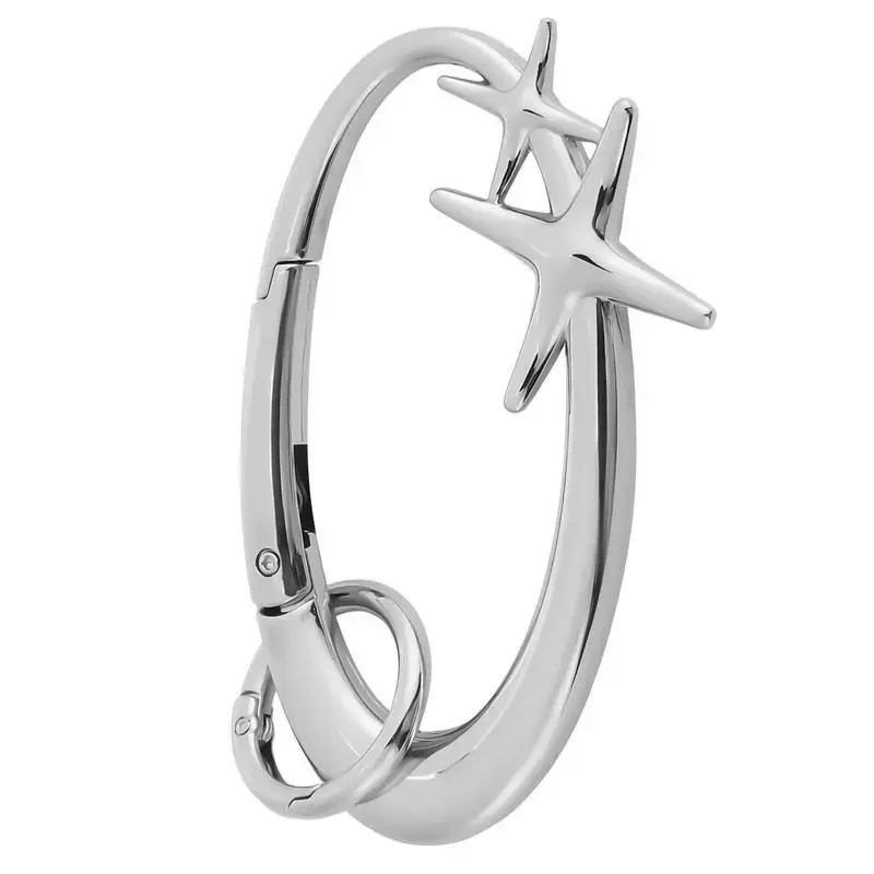 Y2K Starlight Metal Carabiner Clip for Keys, Shiny Chrome Belt Loop Accessory, Streetwear Techwear EDC Utility Hook, Durable Alloy Keychain Holder for Jeans, Backpack, Camping, Hiking, Travel & Daily Carry