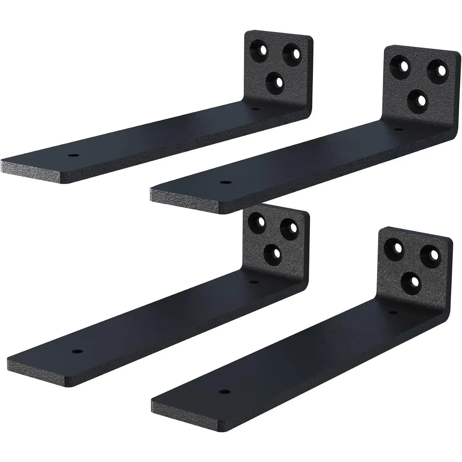 Industrial 6-Inch Heavy-Duty Hidden Floating Shelf Brackets, Black Powder-Coated Steel, 4-Pack for Wall, Mantel