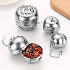 2pcs Stainless Steel Tea Strainer Set (Small + Large) - Durable & Reusable Mesh Filter with Chain, Kitchen Essential for Tea Lovers - Ideal for Loose Leaf Tea, Tea Balls, Spices, And Herbs - Easy-To-Use Tea Filter Ball, Travel Tea Strainer, Teapot