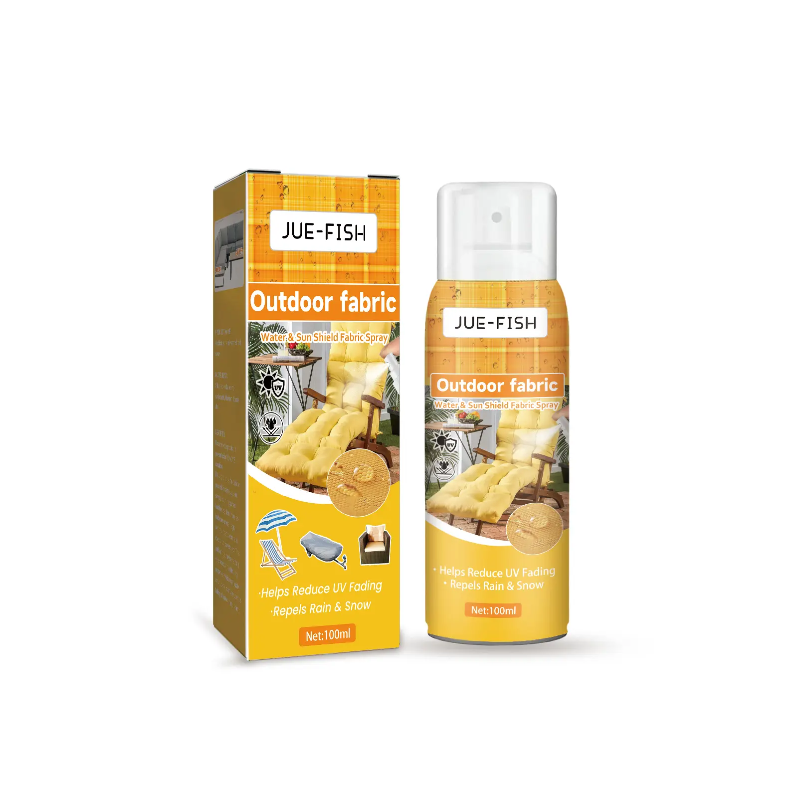 Jue-Fish 100ml Silicone Outdoor Fabric Spray - Waterproof Protective Solution for Garden Furniture, Summer Cooling & Refreshing Home Care Cleaner for Home Users (Long-Lasting for Years)