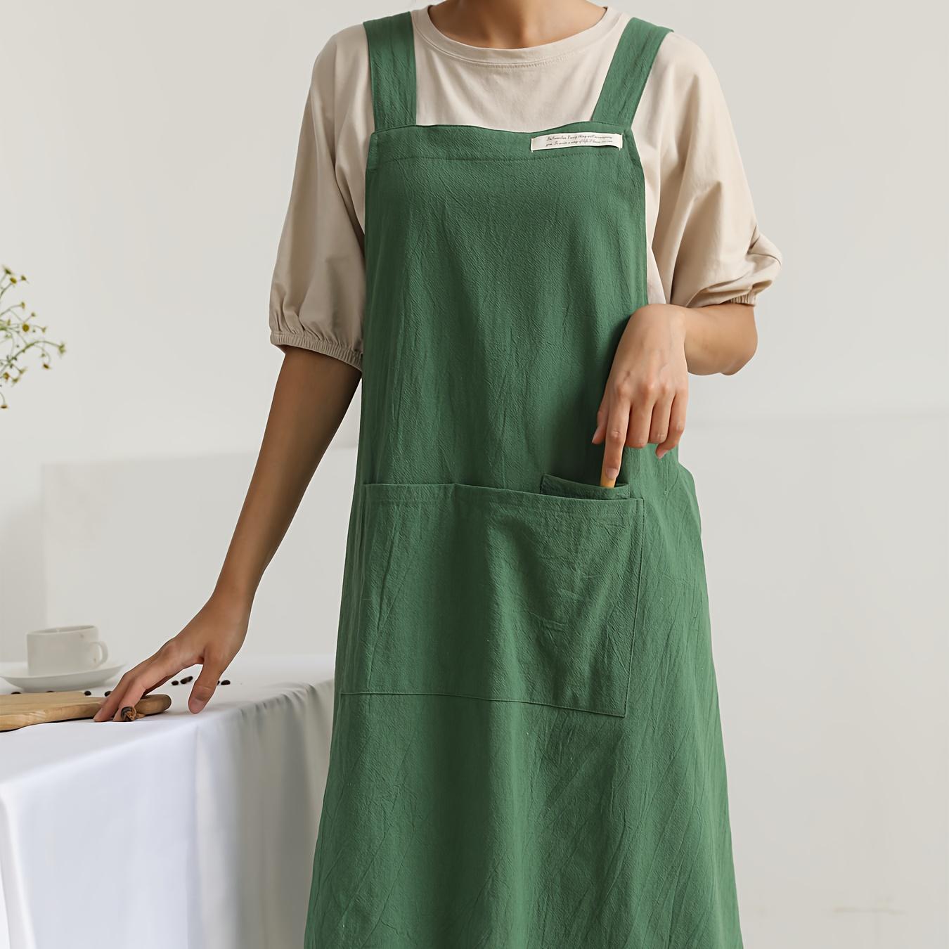 A Single Piece of Apron with Pockets, Featuring Cross-Back Straps, Suitable for Chefs, Gardening, Cooking, Baking, Florists, Painting, Baristas, And As Workwear