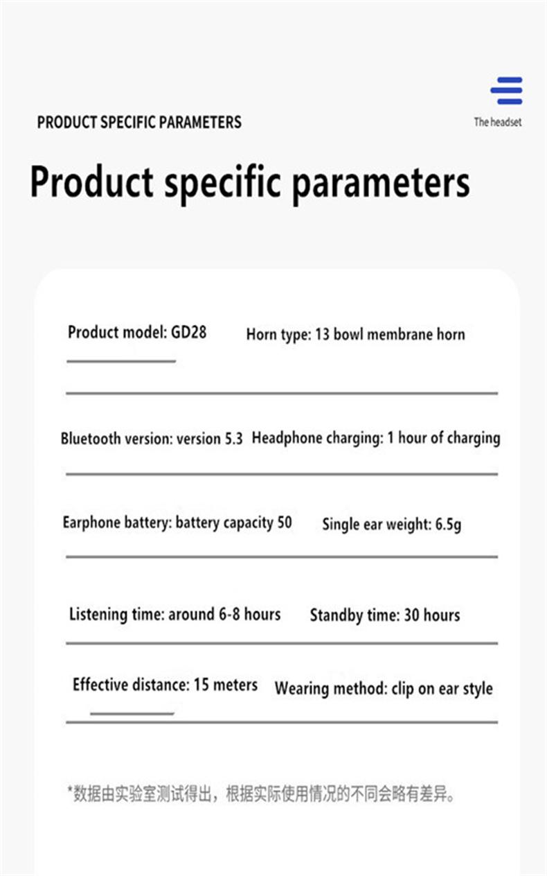 Earphone Clip Wireless Bluetooth Headphone Bone Conduction Headset High Quality TWS Auriculares Sport Noise Canceling With Mic retro mp3 player ear hook design unique gift outdoor party playback time cancelling custom head phones wage accuracy pro earplug