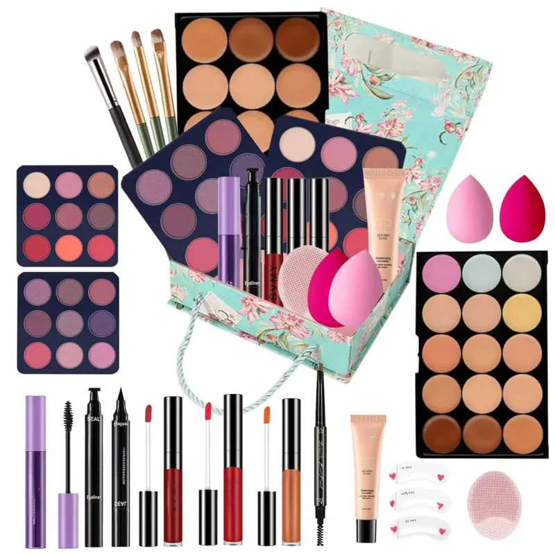 All-in-One Makeup Kit makeup set for Teens & Girls - Complete Beginner Teen Makeup Gifts Set with Eyeshadow Palette, Foundation & Lip Gloss -make up kit for Ages girls 6-12 & 12-18