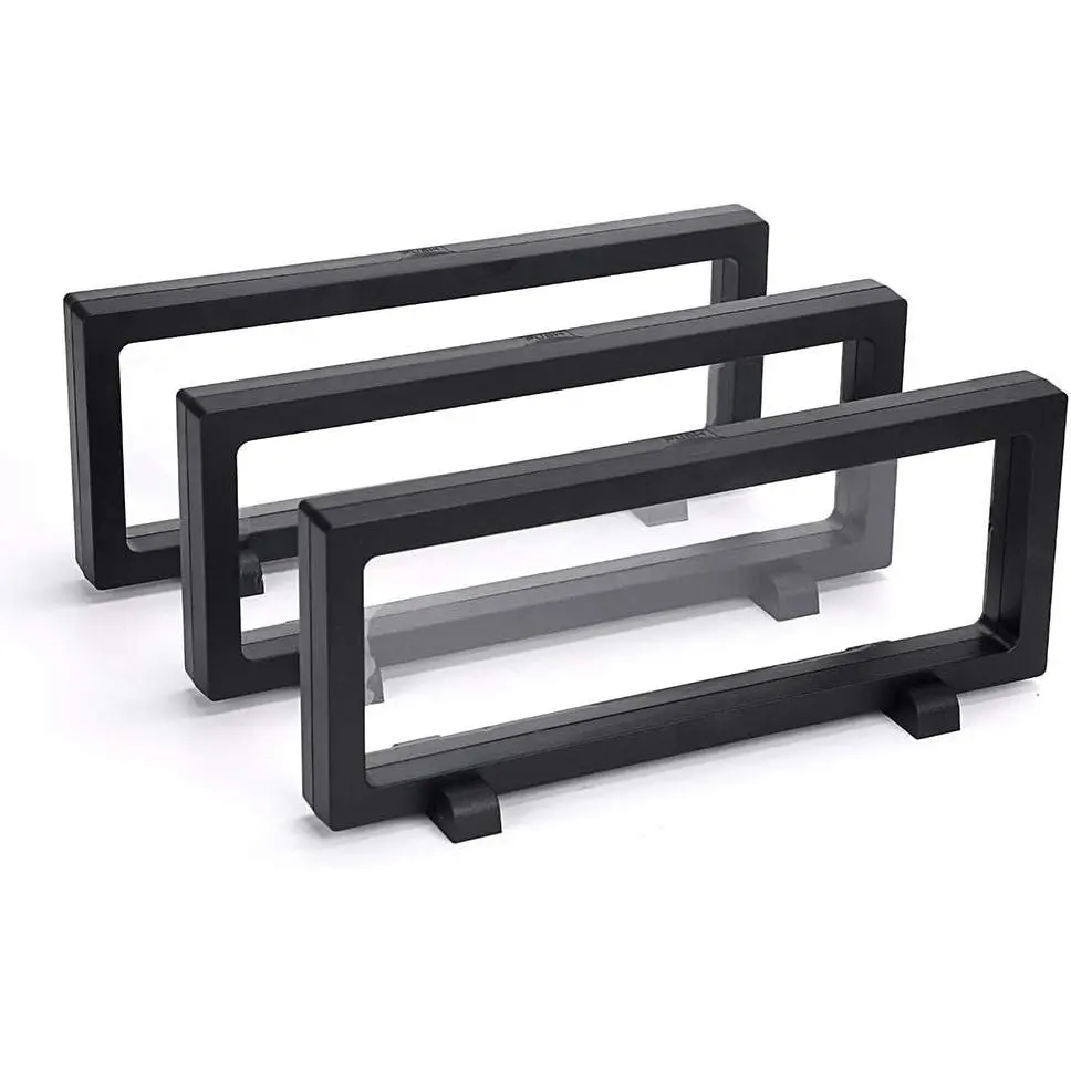 3 count  Floating Display Case, Black Display Stand Holder 9"x3.54"x0.75"(LxWxH Suspension Frame for  Medallion, Antique  , Chip, , Pin