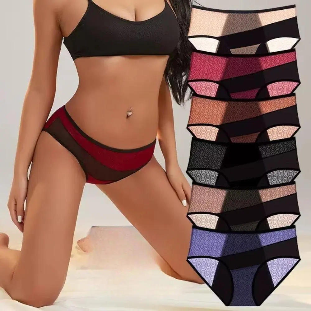 Women's 6PCS Plus Size Mid-Rise Reusable Period Underwear - Lady's Basic Casual Protective Gear, Soft Breathable Comfortable Fabric, Full Leak Protection, Absorbent, Fits Daily Sports & Outdoor Use