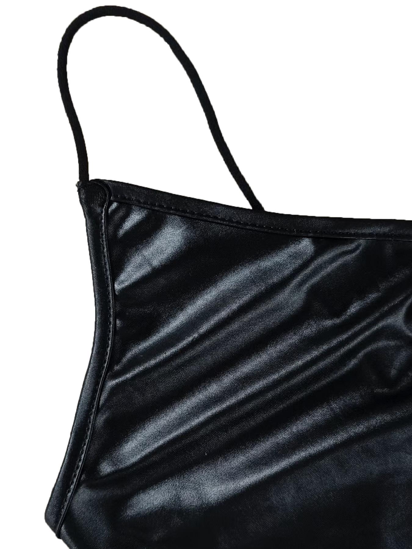 Women's Solid Color Contrast Lace Crop Cami Top, Casual Spaghetti Strap Crop Top for Summer, Fashion Women's Top for Daily Wear, Casual Tank Top