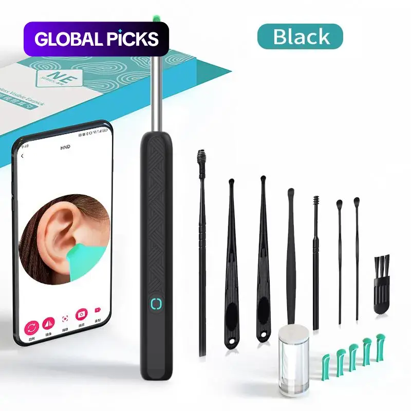 Ear Wax Removal Tool Set with Camera, Portable 360° Wide Angle Ear Cleaner with Type-C Charging, Ear Cleaning Tool Ear Canal Cleaner Waterproof Endoscope for iPhone and Android, Ear Irrigation Kit, Earwax Remover, Earwax Removal Products