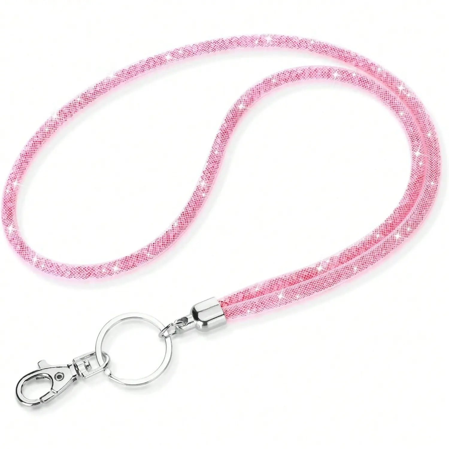 Women's Sparkling Rhinestone Lanyard - Crystal ID Badge Holder Neck Strap with Metal Clasp Keychains for ID Cards, Office Keys, School & Office Stationery Accessories