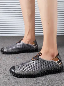 New Men's Slip-On Mesh Casual Shoes Footwear, Breathable Hollow Out Design, Anti-Slip Durable Sole, Suitable for Commuting, Driving, Outdoor Walking, Sizes 38-47