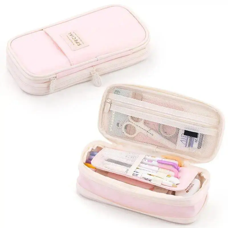 Large Capacity Zippered Pencil Case - Colorful Aesthetic Stationery Storage Bag for Teen Girls, School Supplies, Teen Girl Gifts, Portable for School, Travel (Sports & Outdoor Accessory)