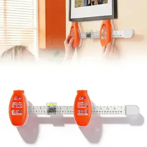 1pc Hang Hero Picture Hanging Tool with Level Ruler, Precision Wall Mount Guide, ABS Frame Level Alignment Tool, Easy Marking Hook Positioning for Frames Mirror Home Decor, Orange
