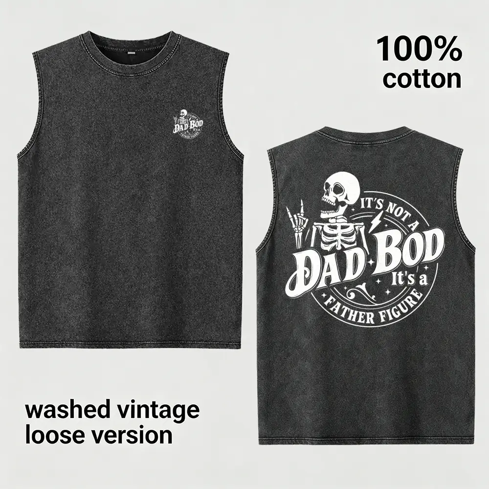 Its Not A Dad Bod Its A Father Figure Sleeveless Vest, Dad Bod Tank Vest, Father Figure Vest, Fatherhood Vest, Funny Dad Vest, Funny Skeleton, Vintage Dad Vest