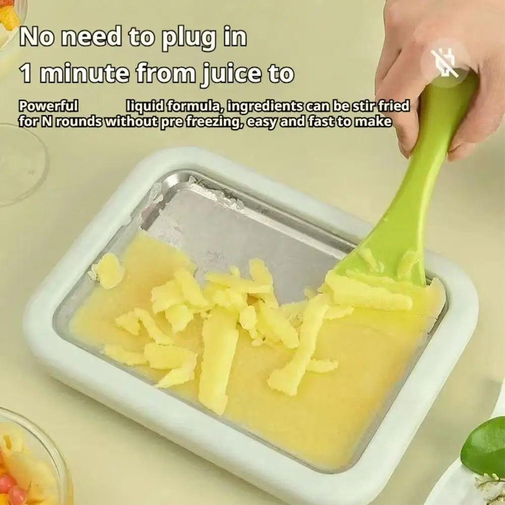 Ice Cream Maker Pan with 2 Scrapers Ice Cream Maker Plate Multifunctional Cold Sweet Fried Food Plate Rolled Ice Cream Maker