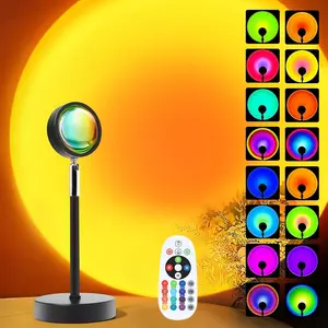 Sunset Projection Lamp – Rainbow LED Projection Light with Remote Control & 16-Color Changing Modes; Sunlight-Effect Mood Light for Photography, Selfies, Parties, and Bedroom Decor; Christmas Gift for Women (Graffiti App Compatible)