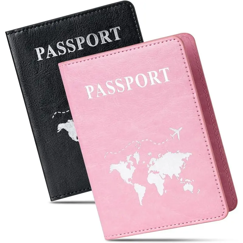 2 Pack Ultra-Slim Passport Holders, PU Leather Passport Wallet Covers for Women and Men, Lightweight Travel Essentials for Vacation and Business Trips