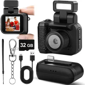Mini Digital Camera  with Flash Light 1080p  Camera Mini Retro  Dv/Camcorder with 600 Mins  Portable Recorder for Valentine's Gifts Travel Study Recording(Black,32 Gb)