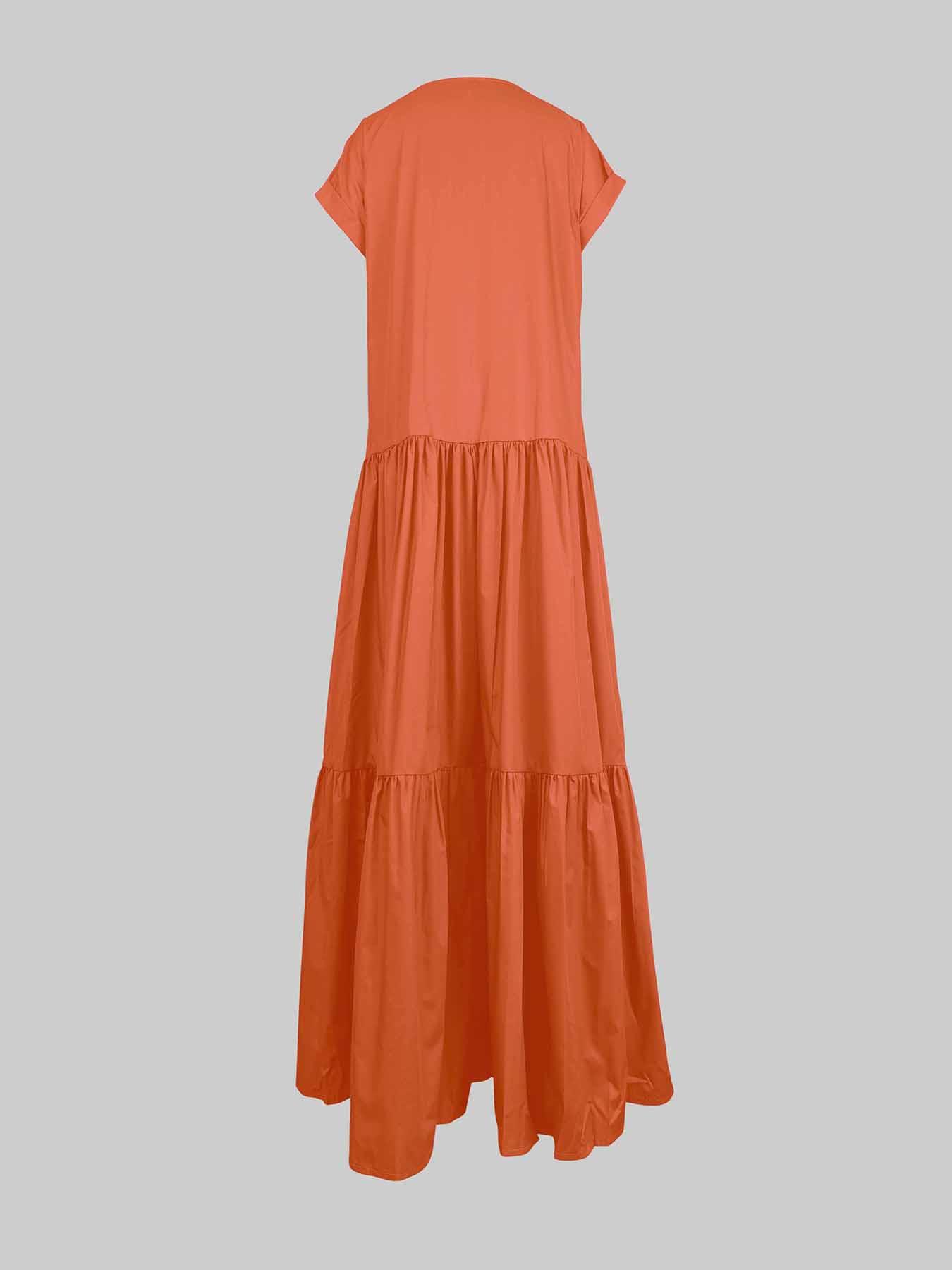 Women's Plain Pocket V Neck Dress, Elegant Casual Short Sleeve Long Dress for Summer, Ladies Clothes for Daily Wear Womenswear