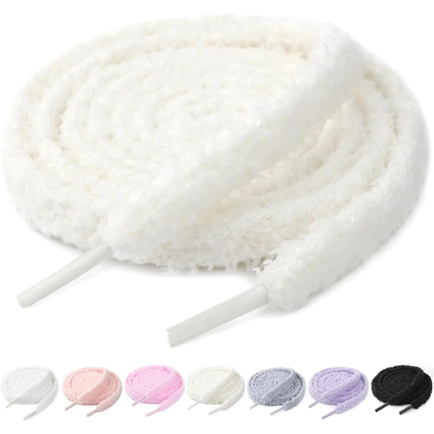 2 Pairs Flat Fuzzy Shoe Laces for Sneakers 10mm Wide Thick Shoelaces for Casual Shoes