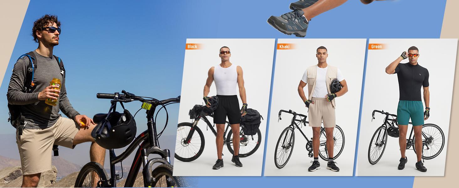 Baleaf Mens 7 Inch Mountain Bike Shorts 4D Padded Loose Fit MTB Cycling Shorts with Phone Zipper Pockets Reflective Riding Gear