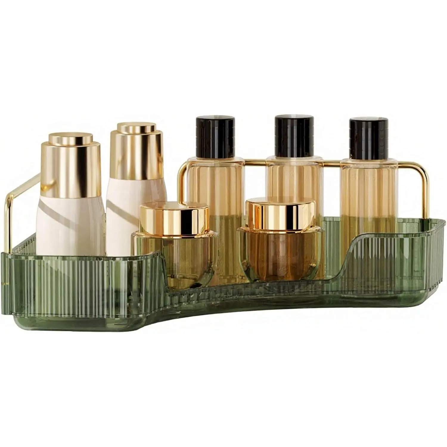 Corner Bathroom Counter Organizer, Makeup Organizer for , Skincare  Perfume Tray, Corner Countertop Shelf Rack Storage for Bathroom Kitchen 1 Tier ( Green)