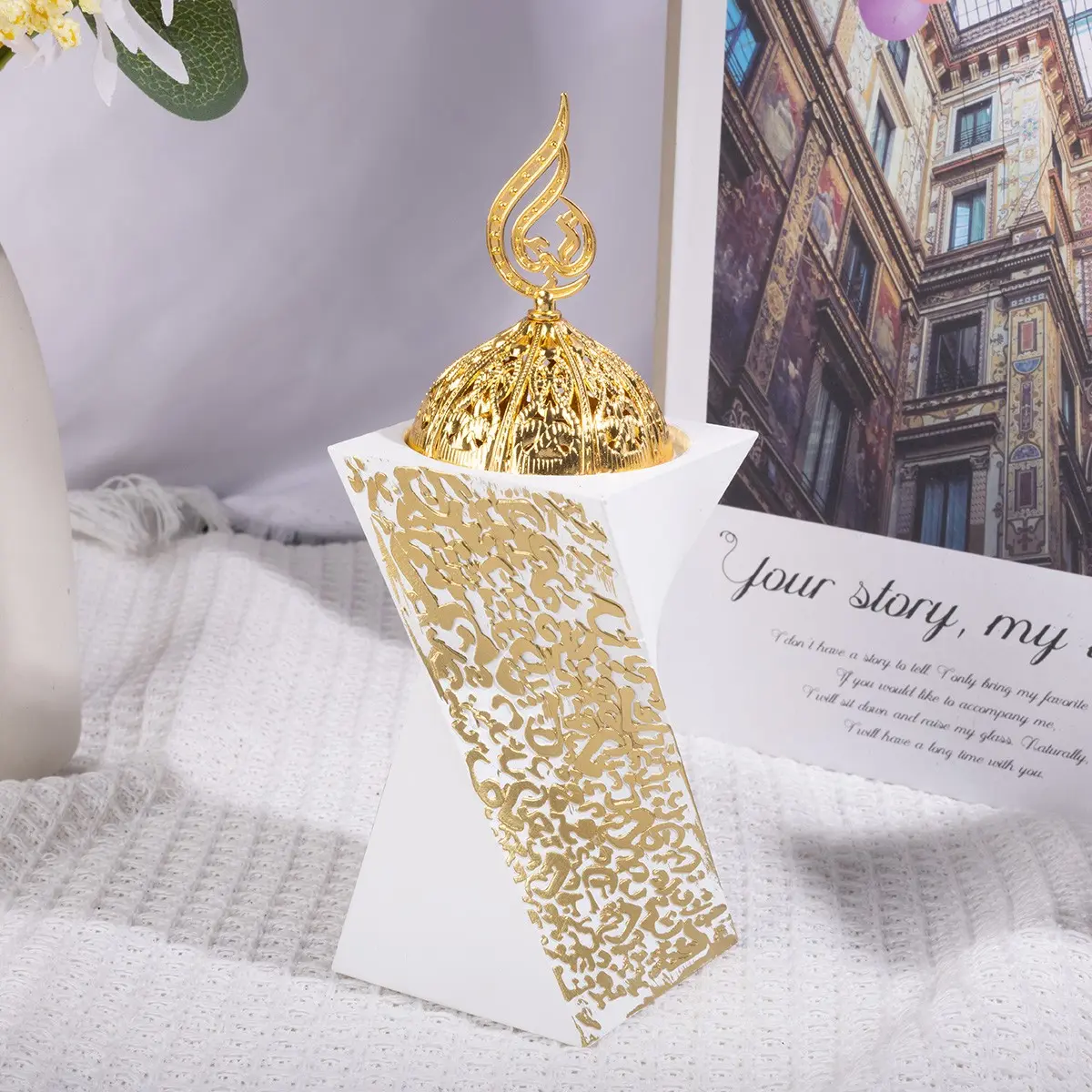 Vintage Twist Design Mabkhara Incense Burner, Bakhoor Burner, and Options, Ideal for Prayer, Coffee Table Decor, Ramadan Party, Islamic Wedding Gift, Fragrance