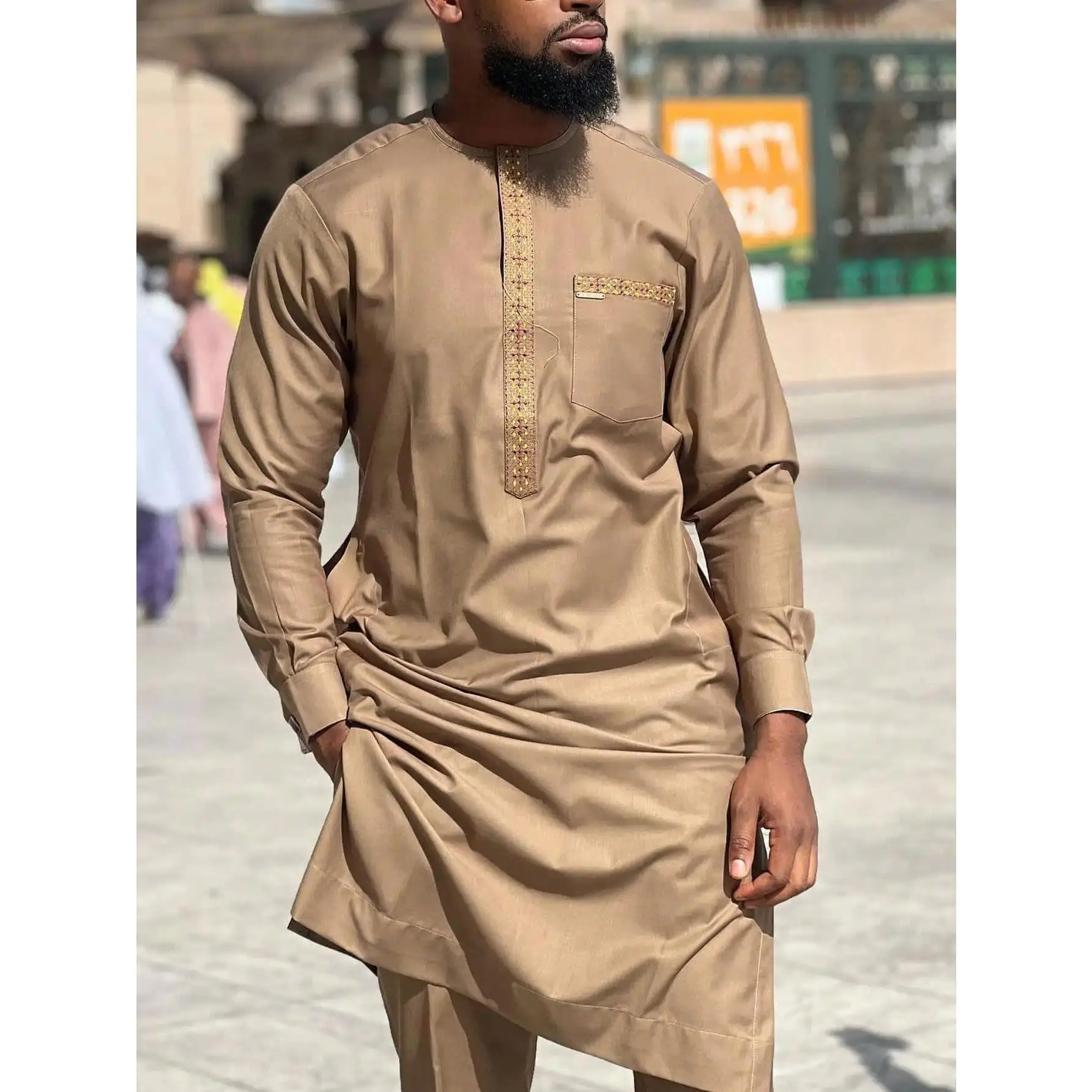 New Kaftan Men's Suit African Ethnic Style Long Sleeve Embroidered Casual Suit Men's Traditional Clothing 2 Piece Suit