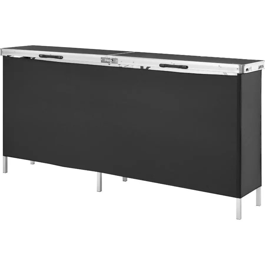 VEVOR Extra-Long Folding Table - 77.95" x 15.16" x 34.65" Portable Bar Podium with Carrying Case, Storage Shelf, Black Skirt for Indoor/Outdoor Exhibition (Tools & Hardware)