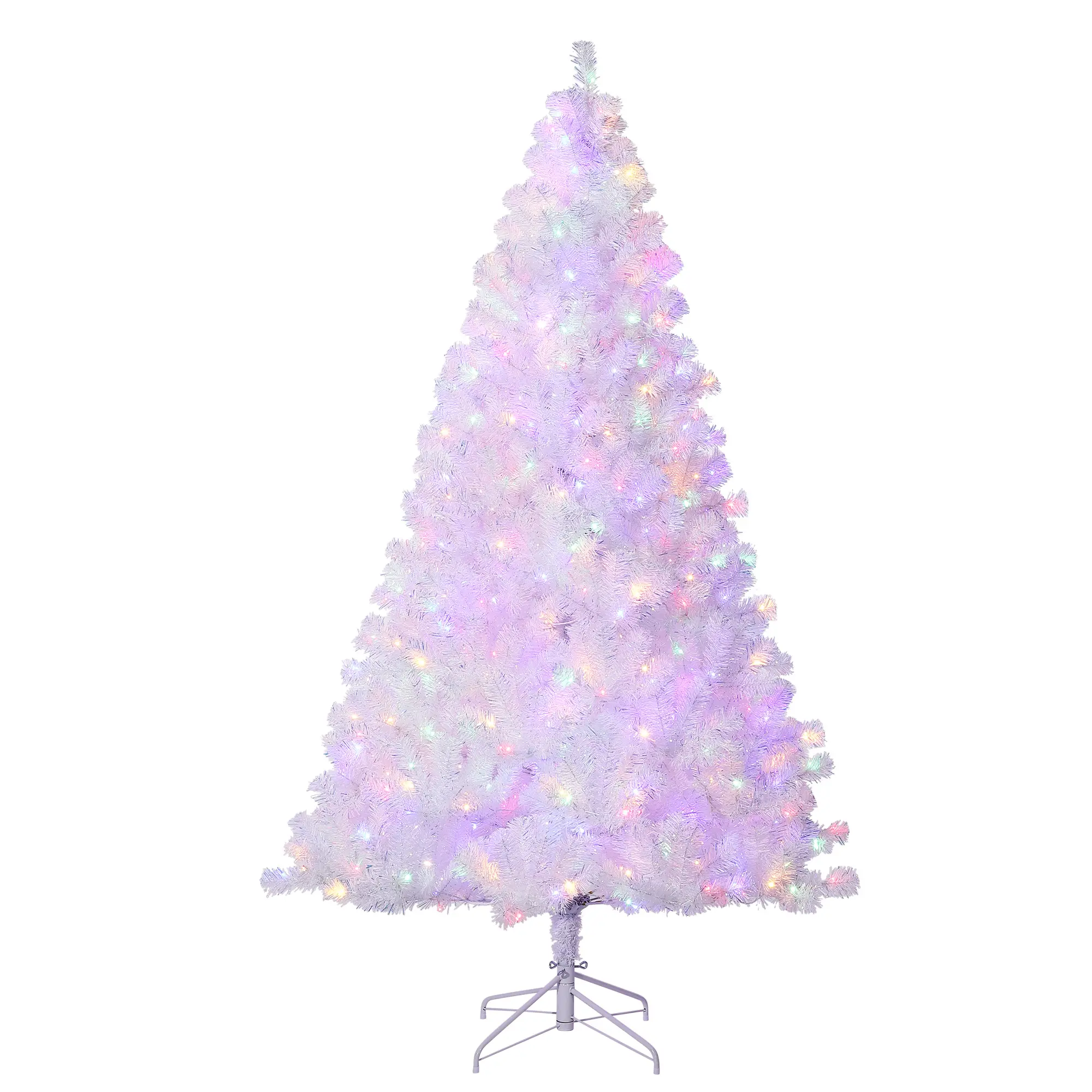Garvee 7.5 Ft Pre-Lit White Artificial Christmas Tree - Snow-Flocked PVC Faux Pine, 450 LED Lights, 1180 Advice - Sturdy Metal Stand, Easy Assembly & Storage - Indoor/Outdoor Holiday Decor