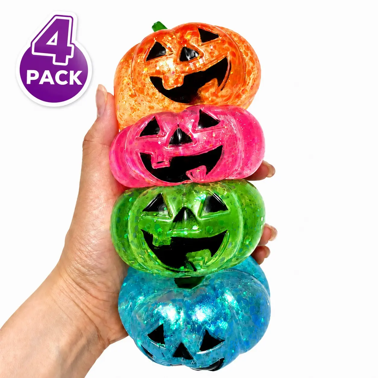 Halloween Pumpkin Mallow Stress Relief Toy, Slow Rebound Compression Ball, Glitter Filled Party Gift Bag Fillers, Kids & Adults Relaxation Gifts, Decompression Squeeze Balls