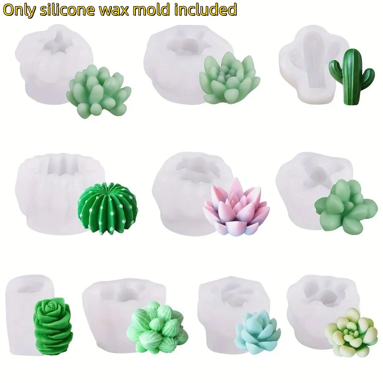 Set of 10 Silicone Molds for DIY Candle Making, Succulent and Cactus Pots, Resin Crafts, Round Pot Theme, Art and Resin Decoration, Candle Making Supplies