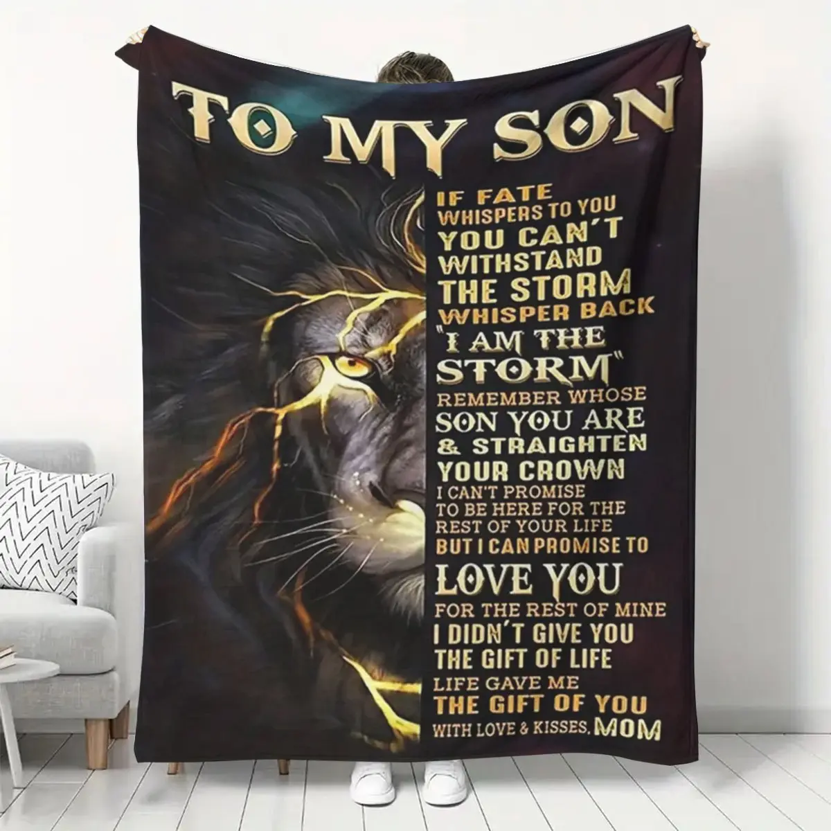 Soft Flannel All-Season Blanket with Festive Printed Design, Cozy Camping Gear & Home Use - Perfect Gift for Son, Durable Keepsake